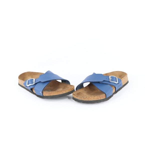 Birkenstock Shoes - Vintage Birkis Birkenstock Womens 6 Distressed Leather Cross Strap Sandals Blue